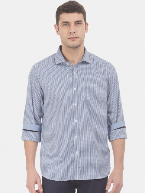 

Excalibur Men Blue & White Slim Fit Checked Casual Shirt