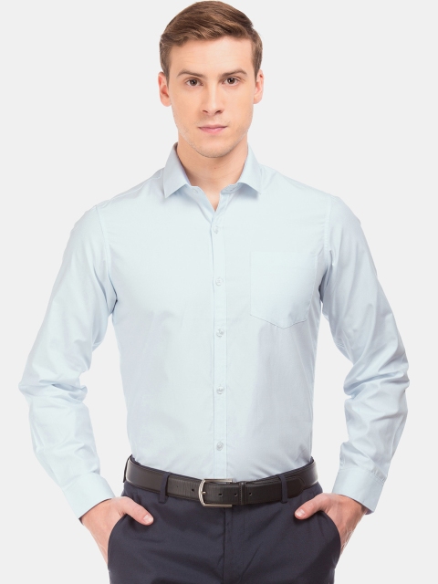

Excalibur Men Blue Slim Fit Solid Jacquard Formal Shirt