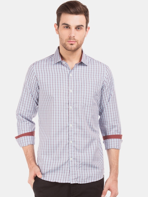 

Excalibur Men Grey & Brown Slim Fit Checked Casual Shirt