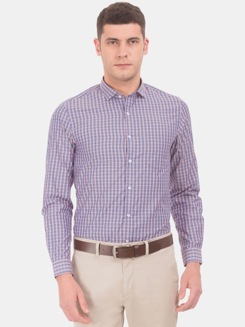 

Excalibur Men Blue & Pink Slim Fit Checked Formal Shirt
