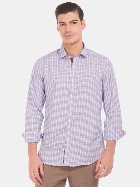 

Excalibur Men White & Blue Regular Fit Checked Casual Shirt