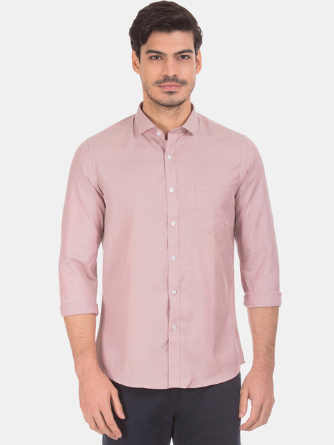 

Excalibur Men Dusty Pink Slim Fit Solid Casual Shirt