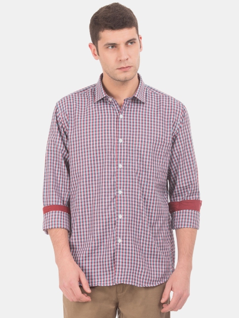 

Excalibur Men White & Red Classic Regular Fit Checked Casual Shirt