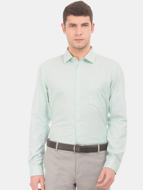 

Excalibur Men Green Slim Fit Self Design Formal Shirt