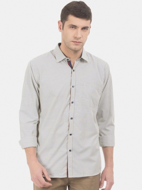 

Excalibur Men Yellow & Grey Slim Fit Checked Casual Shirt