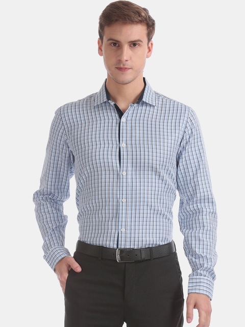 

Excalibur Men Blue & Black Checked Formal Shirt