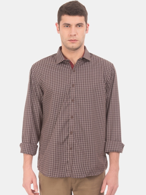 

Excalibur Men Brown & Beige Slim Fit Checked Casual Shirt