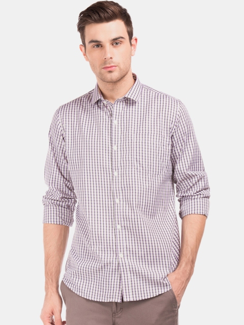 

Excalibur Men White & Lavender Regular Fit Checked Casual Shirt