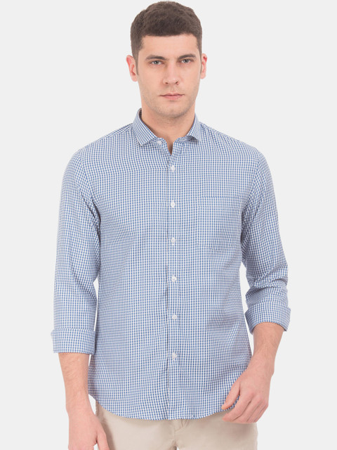 

Excalibur Men Blue & White Slim Fit Checked Casual Shirt