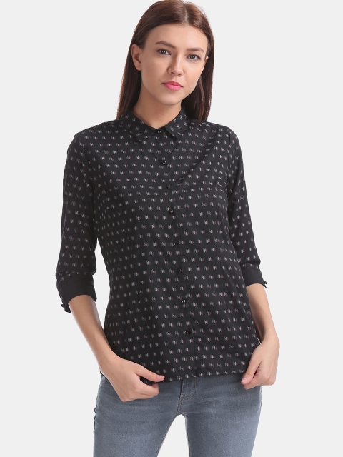 

Cherokee Women Black & Off-White Regular Fit Printed Casual Shirt
