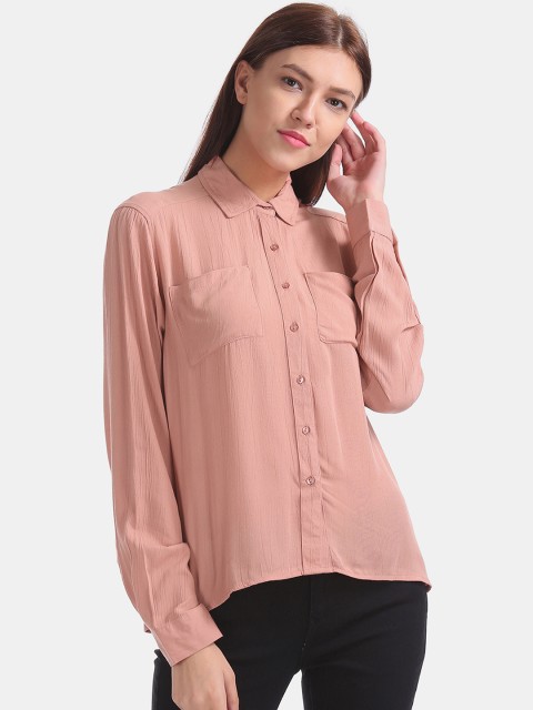 

Cherokee Women Pink Regular Fit Solid Casual Shirt