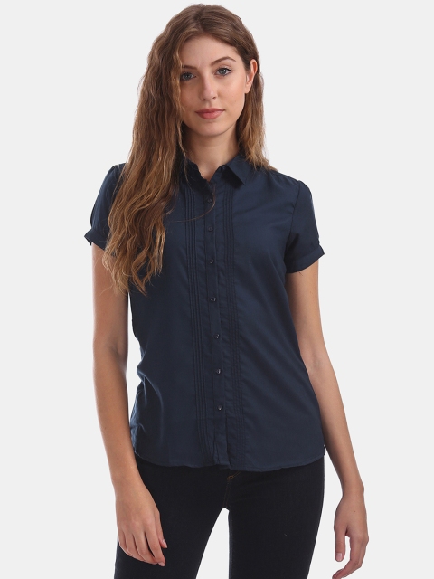 

Cherokee Women Navy Regular Fit Solid Casual Shirt, Navy blue