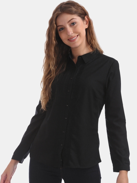 

Cherokee Women Black Solid Casual Shirt