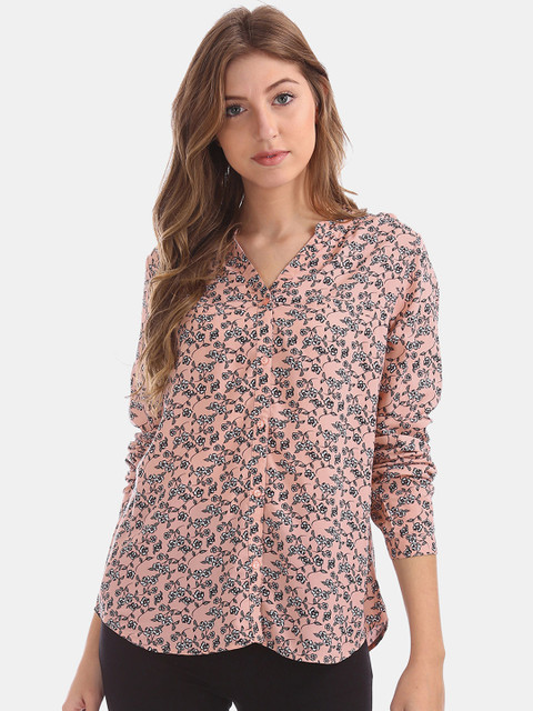

Cherokee Women Pink & Black Printed Casual Shirt