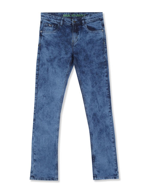 

Flying Machine Boys Blue Skinny Fit Acid Wash Mid-Rise Clean Look Stretchable Jeans