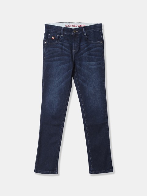 

U.S. Polo Assn. Kids Boys Blue Skinny Fit Mid-Rise Clean Look Stretchable Jeans