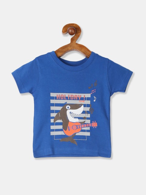 

Donuts Boys Blue & White Shark Printed Round Neck T-shirt