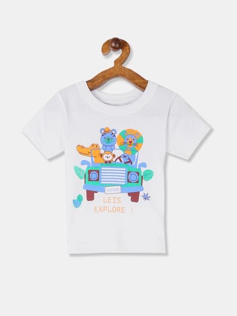 

Donuts Boys White & Blue Printed Round Neck T-shirt