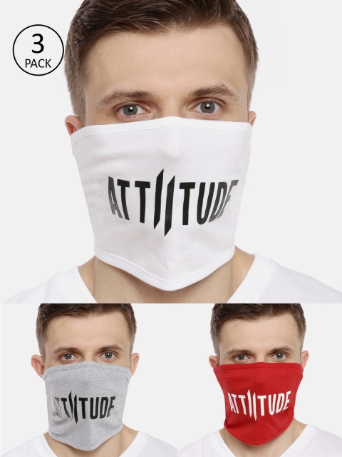 

ATTIITUDE Unisex 3-Pcs Printed 1-Ply Reusable Outdoor Cotton Riding Masks, Red