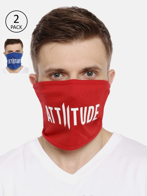 

ATTIITUDE Unisex 2-Pcs Printed 1-Ply Reusable Outdoor Cotton Riding Masks, Red