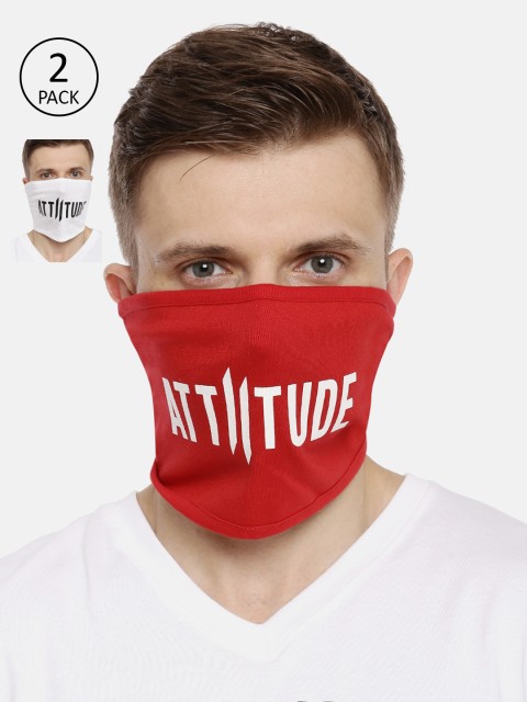 

ATTIITUDE Unisex 2-Pcs Printed 1-Ply Reusable Outdoor Cotton Riding Masks, Red