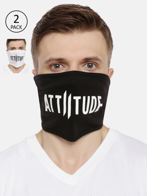 

ATTIITUDE Unisex 2-Pcs Printed 1-Ply Reusable Outdoor Cotton Riding Masks, Black