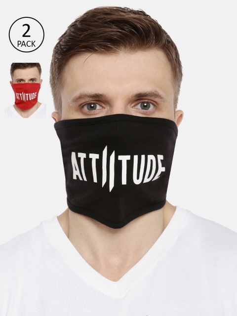 

ATTIITUDE Unisex 2-Pcs Printed 1-Ply Reusable Outdoor Cotton Riding Masks, Red