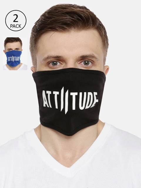 

ATTIITUDE Unisex 2-Pcs Printed 1-Ply Reusable Outdoor Cotton Riding Masks, Blue