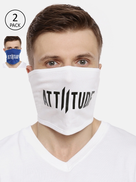 

ATTIITUDE Unisex 2-Pcs Printed 1-Ply Reusable Outdoor Cotton Riding Masks, Blue