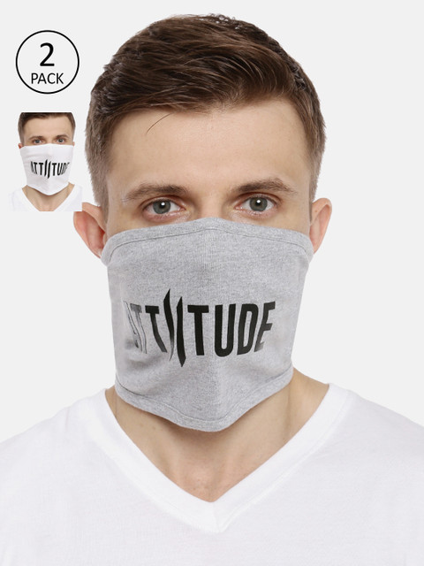 

ATTIITUDE Unisex 2-Pcs Printed 1-Ply Reusable Outdoor Cotton Riding Masks, Grey