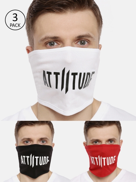 

ATTIITUDE Unisex 3-Pcs Printed 1-Ply Reusable Outdoor Cotton Riding Masks, Black