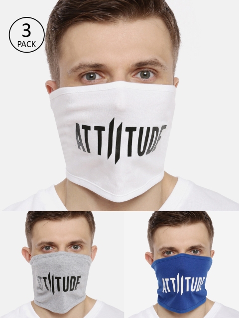 

ATTIITUDE Unisex 3-Pcs Printed 1-Ply Reusable Outdoor Cotton Riding Masks, Blue
