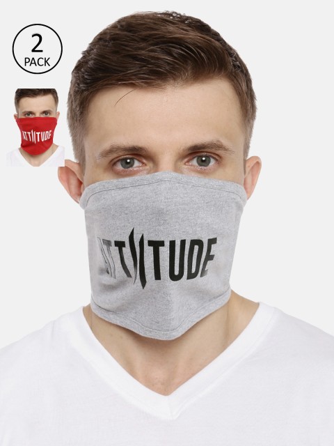 

ATTIITUDE Unisex 2-Pcs Printed 1-Ply Reusable Outdoor Cotton Riding Masks, Grey