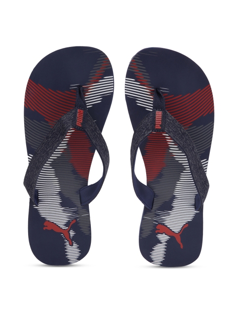 

Puma Unisex Navy Blue & Grey Self Design Thong Flip-Flops