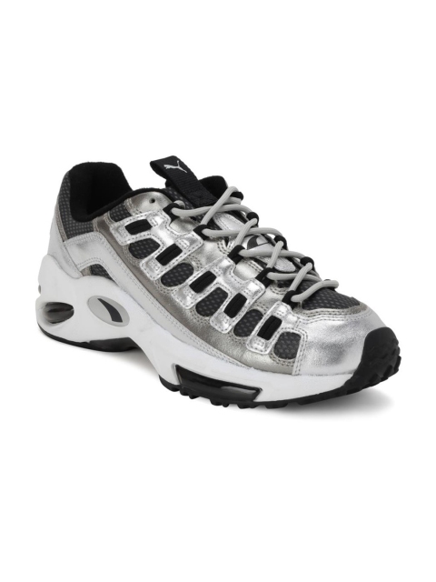 

Puma Men Silver-Toned Black Leather Cell Endura Blends Sneakers