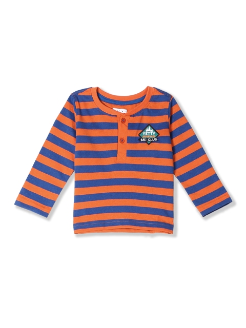 

Donuts Boys Orange & Blue Striped Henley Neck T-shirt