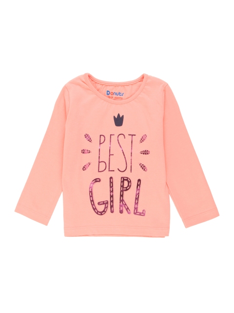 

Donuts Girls Peach-Coloured & Magenta Printed Round Neck T-shirt