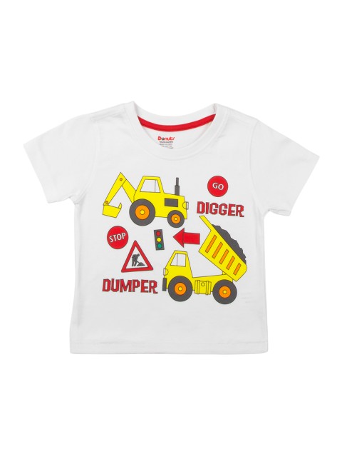 

Donuts Boys White & Yellow Printed Round Neck T-shirt
