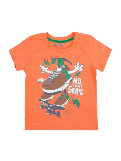 

Donuts Boys Orange Printed Round Neck T-shirt