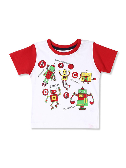 

Donuts Boys White & Red Printed Round Neck T-shirt