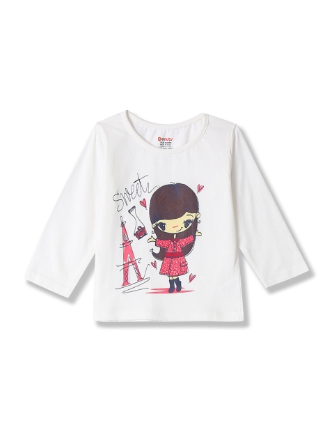 

Donuts Girls White & Pink Printed Round Neck T-shirt
