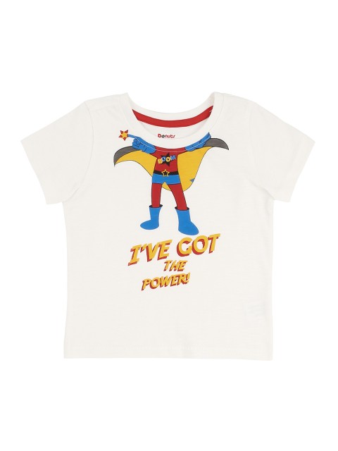 

Donuts Boys White & Blue Printed Round Neck T-shirt
