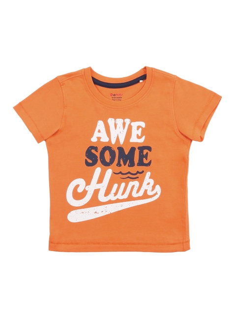 

Donuts Boys Orange & White Printed Round Neck T-shirt