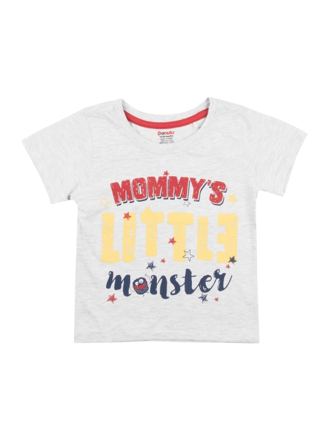 

Donuts Boys Grey Melange & Red Printed Round Neck T-shirt