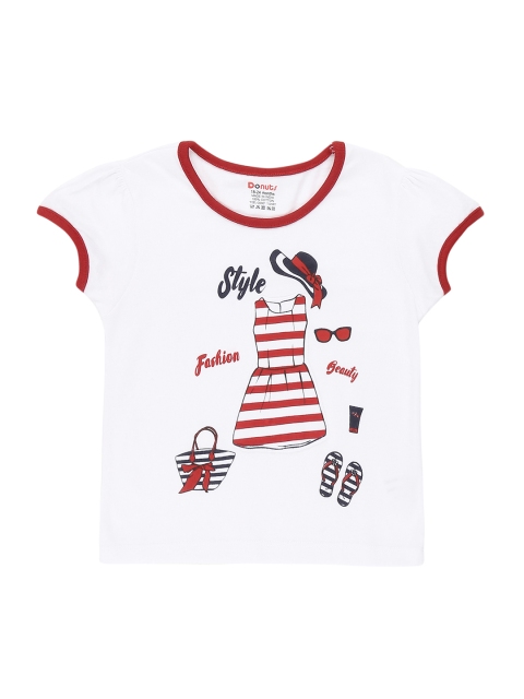 

Donuts Girls White & Red Printed Round Neck T-shirt