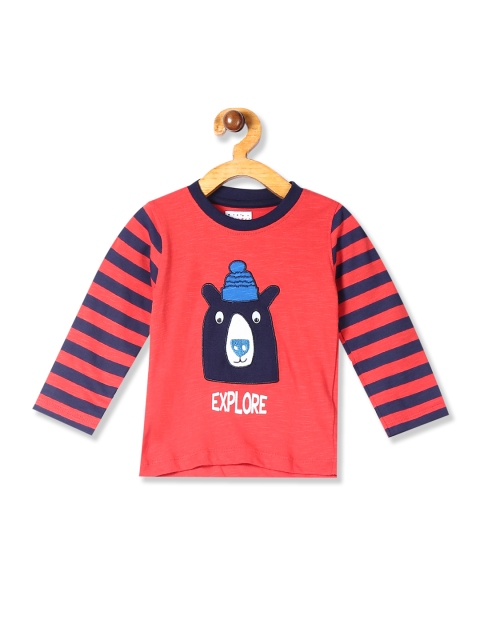 

Donuts Boys Red & Navy Blue Printed Round Neck T-shirt