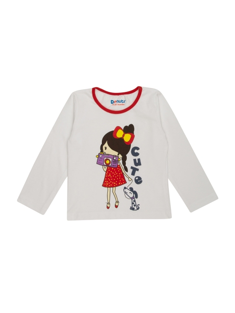 

Donuts Girls White & Red Printed Round Neck T-shirt