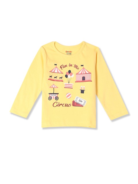 

Donuts Girls Yellow Printed Round Neck T-shirt