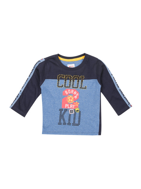 

Donuts Boys Blue Colourblocked Round Neck T-shirt