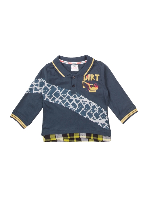 

Donuts Boys Blue Printed Detail Polo Collar T-shirt